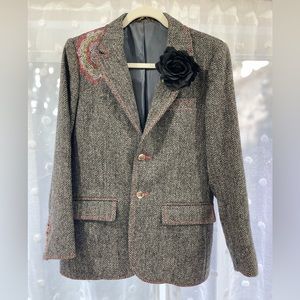 Reworked Wool plaid blazer.